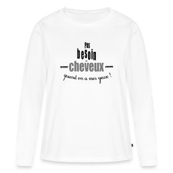 CHEVEUX - T-shirt manches longues Premium bio Femme - blanc - Devant - Julia (174cm)