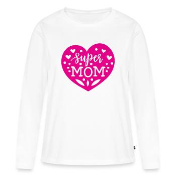 Super maman - T-shirt manches longues Premium bio Femme - blanc - Devant - Julia (174cm)