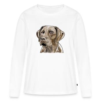 Labrador - T-shirt manches longues Premium bio Femme - blanc - Devant - Julia (174cm)
