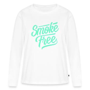 Sans fumée - sans fumée - non-fumeur - sans tabac - T-shirt manches longues Premium bio Femme - blanc - Devant - Julia (174cm)