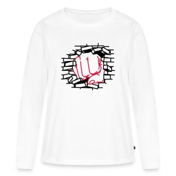 Poing, poing, poing - T-shirt manches longues Premium bio Femme - blanc - Devant - Julia (174cm)