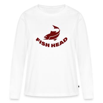 FISH HEAD - Frauen Premium Bio Langarmshirt - Weiß - Vorne - Julia (174cm)