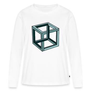 Escher Impossible Cube - Frauen Premium Bio Langarmshirt - Weiß - Vorne - Julia (174cm)