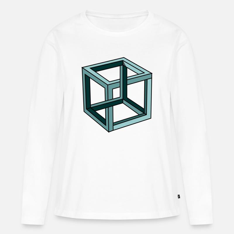 Escher Impossible Cube - Women's Premium Organic Long Sleeve Shirt - white