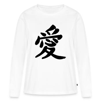Signe d’amour de caractère - T-shirt manches longues Premium bio Femme - blanc - Devant - Julia (174cm)