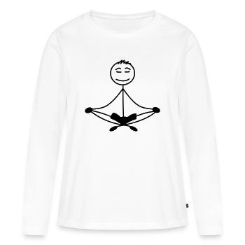 Méditation rester calme respirer, expirer - T-shirt manches longues Premium bio Femme - blanc - Devant - Julia (174cm)