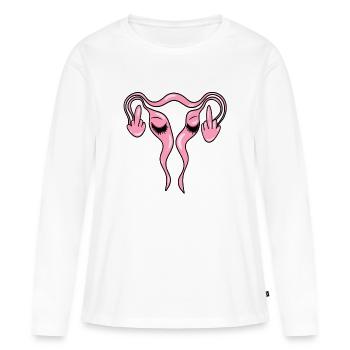 FCK Uterus - Eierstöcke mit Wimpern - Frauen Premium Bio Langarmshirt - Weiß - Vorne - Julia (174cm)