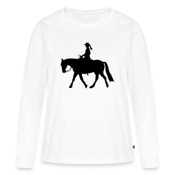 Western Rider, Équitation Western Pleasure Riding - T-shirt manches longues Premium bio Femme - blanc - Devant - Julia (174cm)