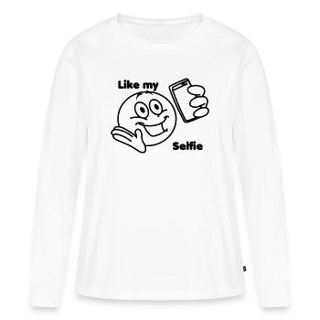 Stick head prend une photo de lui-même selfie - T-shirt manches longues Premium bio Femme - blanc - Devant - Julia (174cm)