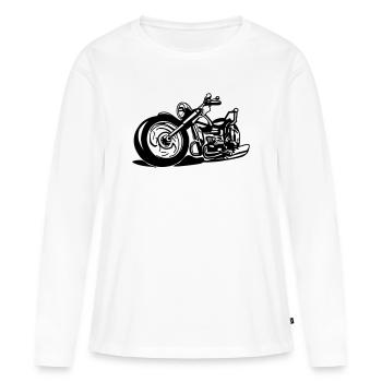 Chopper / moto - T-shirt manches longues Premium bio Femme - blanc - Devant - Julia (174cm)