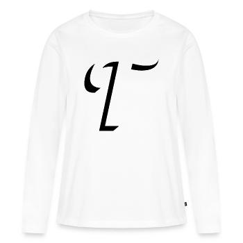 Lettre T, nom, la lettre T - T-shirt manches longues Premium bio Femme - blanc - Devant - Julia (174cm)