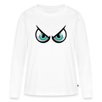 Yeux cartoon énervé - T-shirt manches longues Premium bio Femme - blanc - Devant - Julia (174cm)