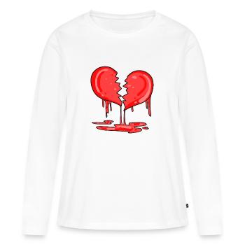 Cœur brisé - T-shirt manches longues Premium bio Femme - blanc - Devant - Julia (174cm)