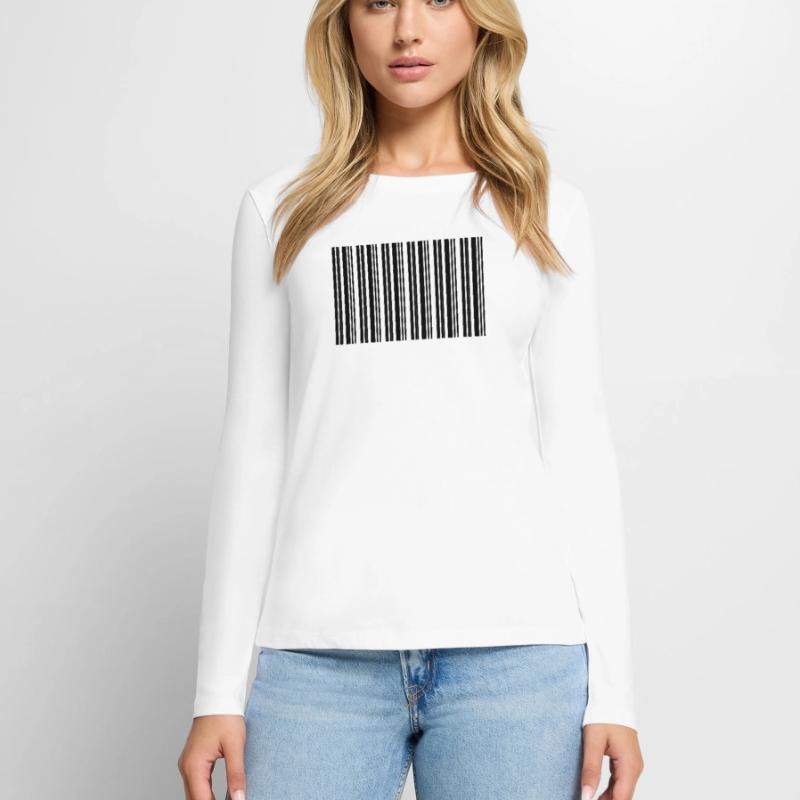 Barcode Strichcode Nerd IT Technik Design Frauen Premium Bio Langarmshirt
