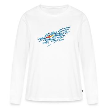 le poisson coloré dans l’essaim de poisson - T-shirt manches longues Premium bio Femme - blanc - Devant - Julia (174cm)