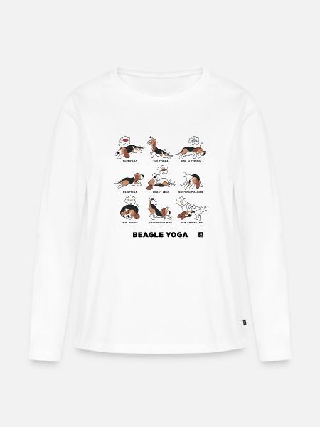 BEAGLE YOGA - Frauen Premium Bio Langarmshirt - Weiß