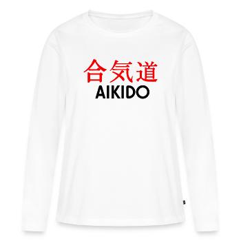 Aikido Kanji - Women's Premium Organic Long Sleeve Shirt - white - Front - Julia (174cm)