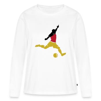 Fußballspieler Deutschland Torschuss Mannschaft - Frauen Premium Bio Langarmshirt - Weiß - Vorne - Julia (174cm)