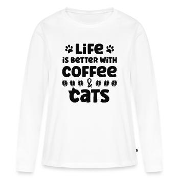 Amateurs de café - T-shirt manches longues Premium bio Femme - blanc - Devant - Julia (174cm)