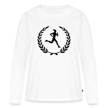 Coureur gagnant - T-shirt manches longues Premium bio Femme - blanc - Devant - Julia (174cm)