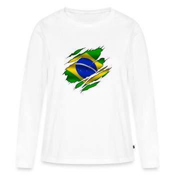 Brésil - Brésil - T-shirt manches longues Premium bio Femme - blanc - Devant - Julia (174cm)