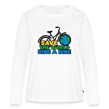 Umwelt Mutter Erde Statement Umweltschutz - Frauen Premium Bio Langarmshirt - Weiß - Vorne - Julia (174cm)