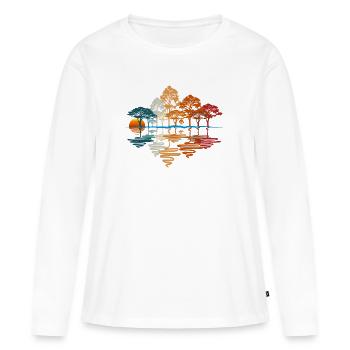 HERBSTWALD, WALD - Frauen Premium Bio Langarmshirt - Weiß - Vorne - Julia (174cm)