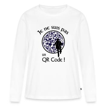 Je ne suis pas un QR-Code ! Message Parodie Série - T-shirt manches longues Premium bio Femme - blanc - Devant - Julia (174cm)