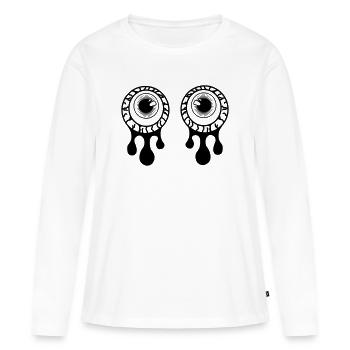 Yeux, pupilles avec larmes de liquide oculaire - T-shirt manches longues Premium bio Femme - blanc - Devant - Julia (174cm)