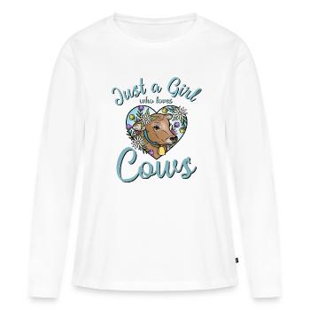 Vaches - T-shirt manches longues Premium bio Femme - blanc - Devant - Julia (174cm)