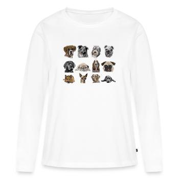Chiens - T-shirt manches longues Premium bio Femme - blanc - Devant - Julia (174cm)