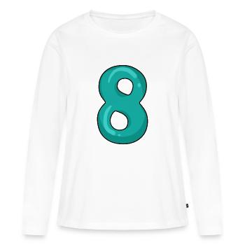 8 - Huit - Point 8 - T-shirt manches longues Premium bio Femme - blanc - Devant - Julia (174cm)