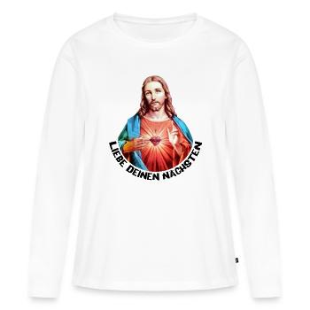 Liebe Deinen Nächsten Jesus Linker Handsegen - Frauen Premium Bio Langarmshirt - Weiß - Vorne - Julia (174cm)