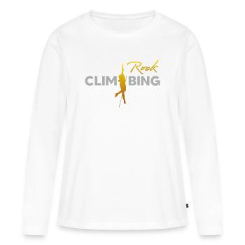 FELSKLETTERN - Frauen Premium Bio Langarmshirt - Weiß - Vorne - Julia (174cm)