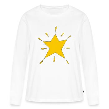 étoile jaune rayonnante - T-shirt manches longues Premium bio Femme - blanc - Devant - Julia (174cm)
