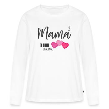 Mama hoch 3 Drillingsmama Drillinge Loading Herz - Frauen Premium Bio Langarmshirt - Weiß - Vorne - Julia (174cm)