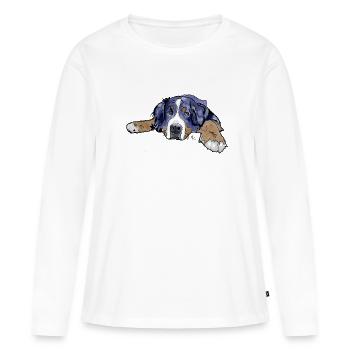 Bouvier bernois - T-shirt manches longues Premium bio Femme - blanc - Devant - Julia (174cm)