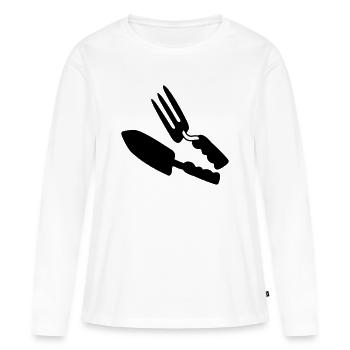 Gartengeräte Shepje und Rechen - Frauen Premium Bio Langarmshirt - Weiß - Vorne - Julia (174cm)