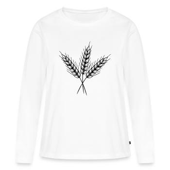 Three fine grain stalks - Women's Premium Organic Long Sleeve Shirt - white - Front - Julia (174cm)
