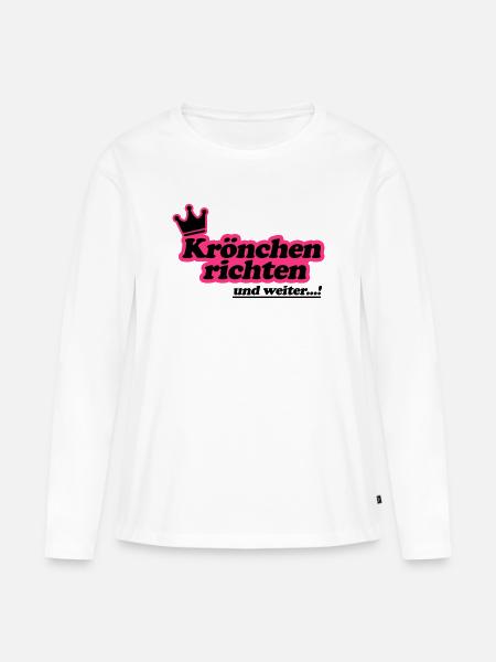 Krönchen richten 2Farben - Frauen Premium Bio Langarmshirt - Weiß