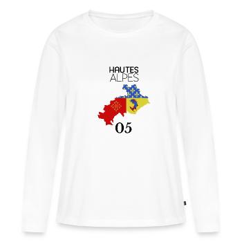 Hautes-alpes - T-shirt manches longues Premium bio Femme - blanc - Devant - Julia (174cm)