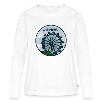 Riesenrad, Prater - Wien, Österreich - Frauen Premium Bio Langarmshirt - Weiß - Vorne - Julia (174cm)