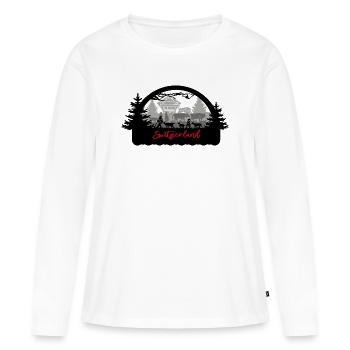 Switzerland Scherenschnitt - Frauen Premium Bio Langarmshirt - Weiß - Vorne - Julia (174cm)
