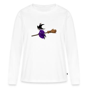 La sorcière vole sur le balai - T-shirt manches longues Premium bio Femme - blanc - Devant - Julia (174cm)