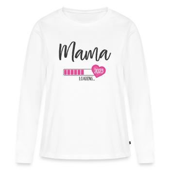 Mama Loading 2023 Herz Mädchen Rosa Werdende Mama - Frauen Premium Bio Langarmshirt - Weiß - Vorne - Julia (174cm)