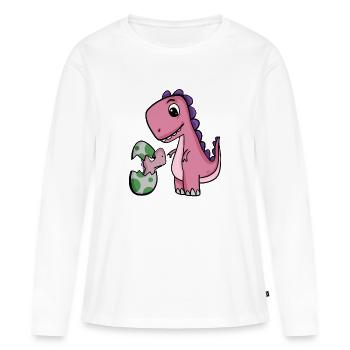 Dinosaurier mit Baby Dinosaurier - Frauen Premium Bio Langarmshirt - Weiß - Vorne - Julia (174cm)