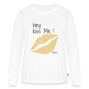 kiss me - T-shirt manches longues Premium bio Femme - blanc - Devant - Julia (174cm)