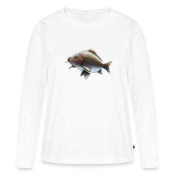 Spiegelkarpfenfischen-Design Realistischer Karpfen - Frauen Premium Bio Langarmshirt - Weiß - Vorne - Julia (174cm)