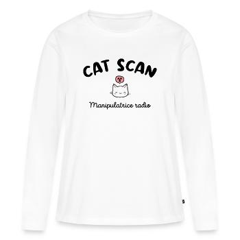 CAT SCAN Manipulatrice radio Chat Radiologie - T-shirt manches longues Premium bio Femme - blanc - Devant - Julia (174cm)