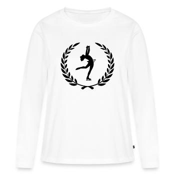 Prix sportif couronne de laurier patinage artistique - T-shirt manches longues Premium bio Femme - blanc - Devant - Julia (174cm)